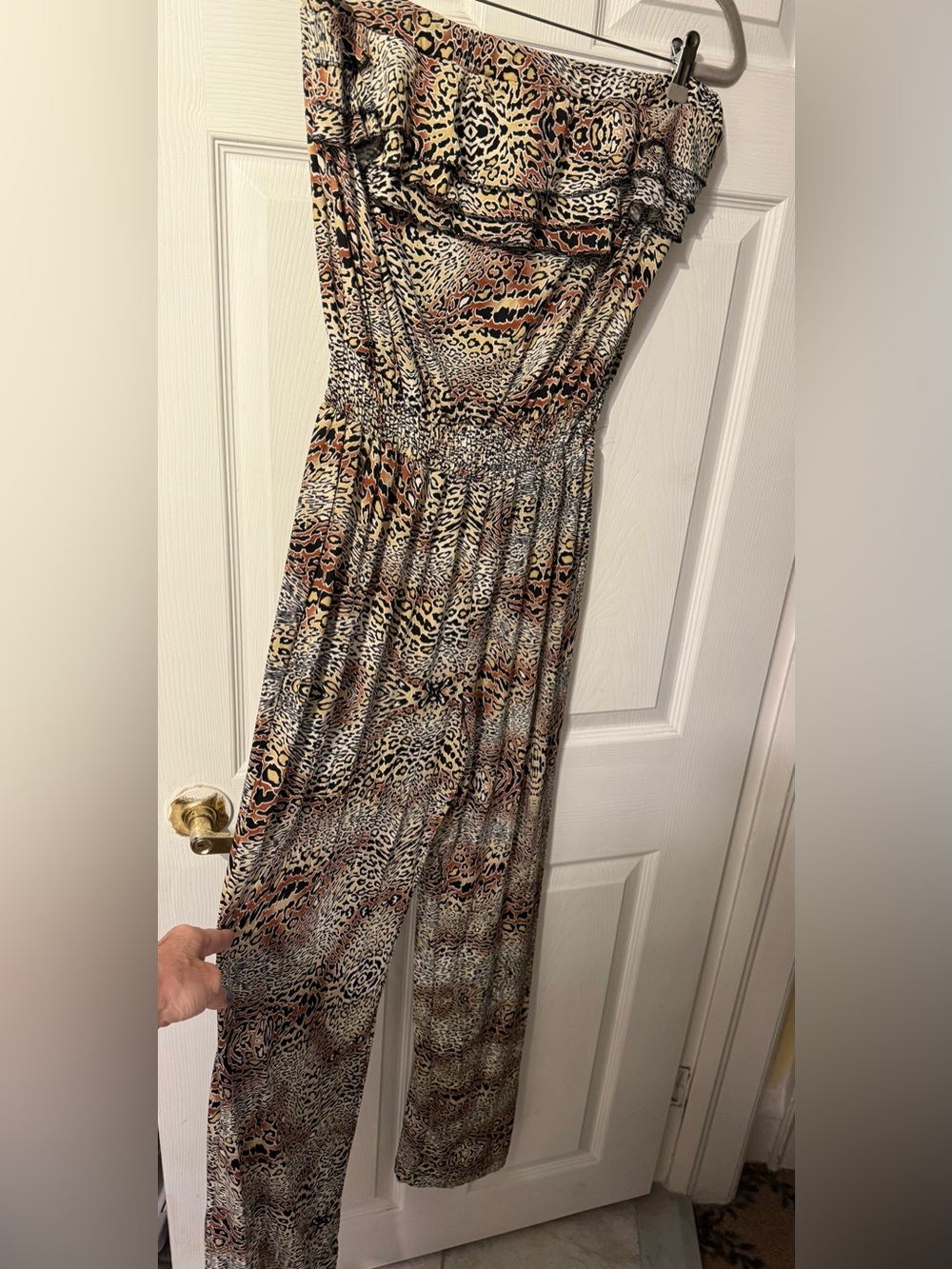 Robert Louis animal print strapless jumpsuit large